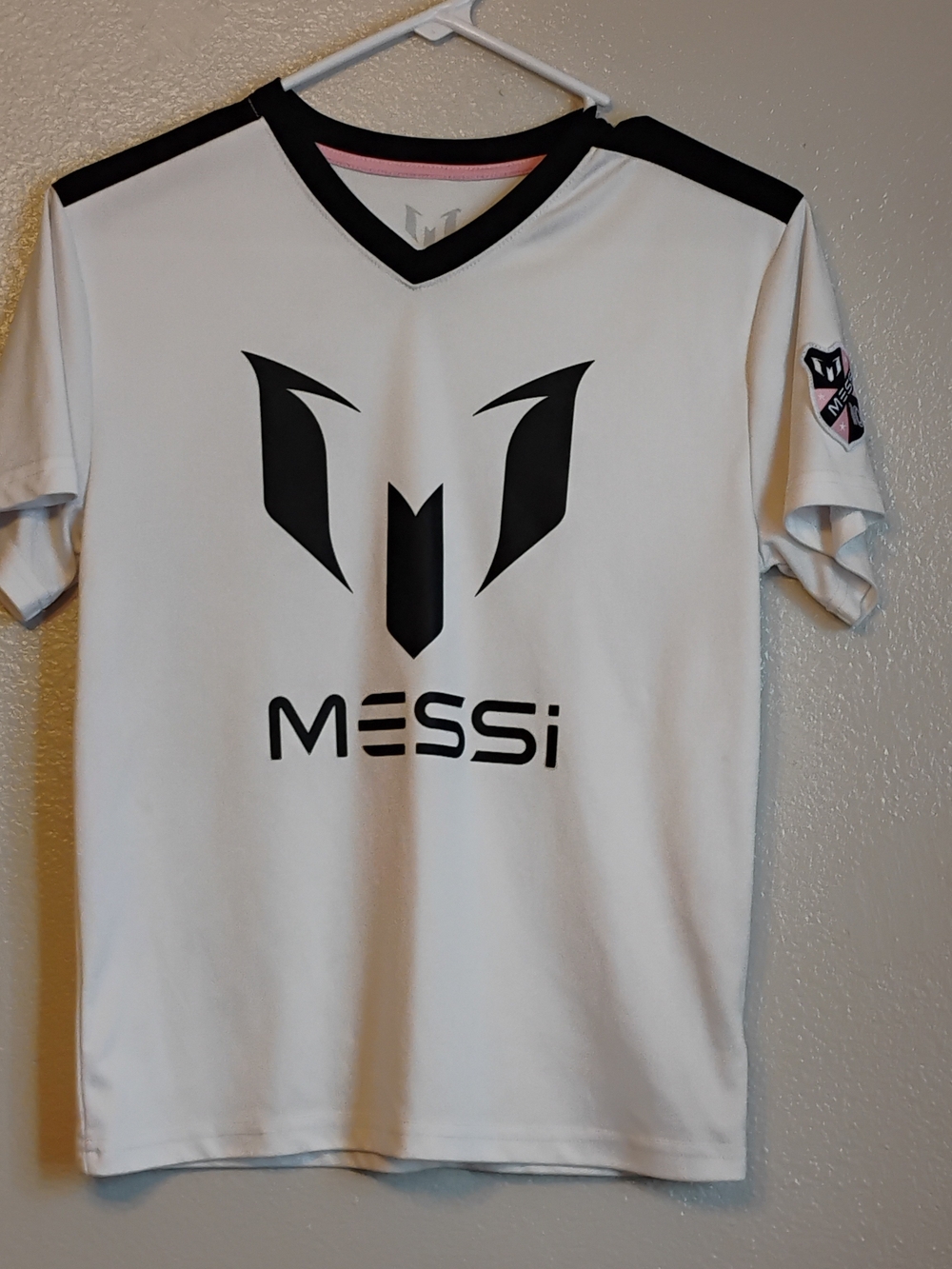 Messi Collection Youth Large #10 White Pink Black Soccer Shirt